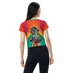 Glamour Chronicles Women's All-Over Print Crop Tee - Beyond T-shirts