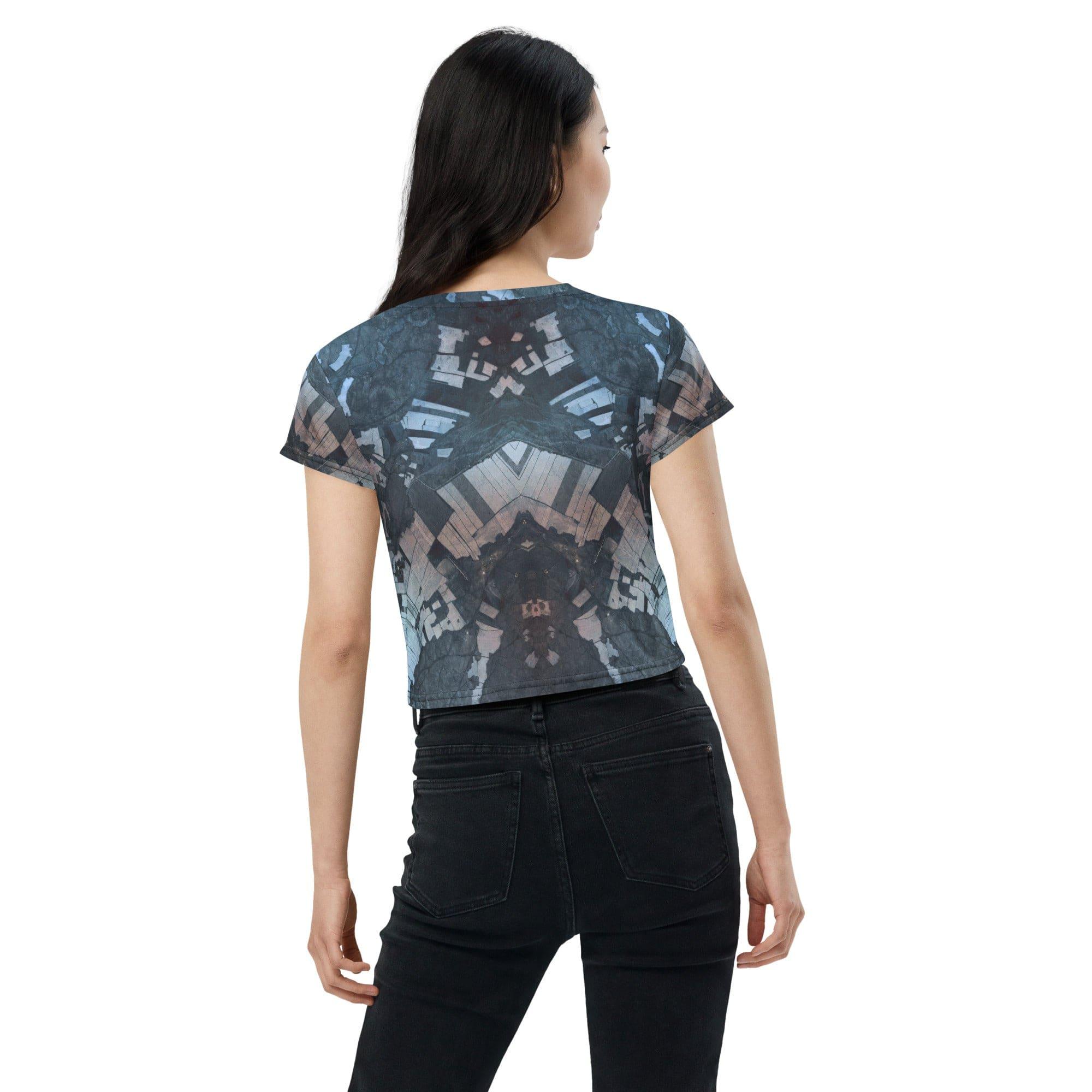 Mountain Majesty Women's Natural Pattern Crop Top - Beyond T-shirts