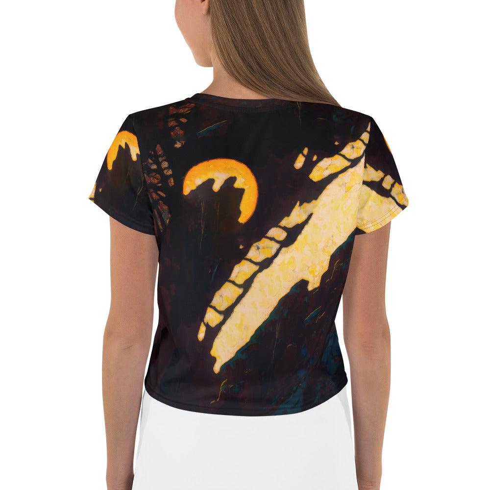 Soulful Serenade Women's All-Over Print Crop Tee - Beyond T-shirts