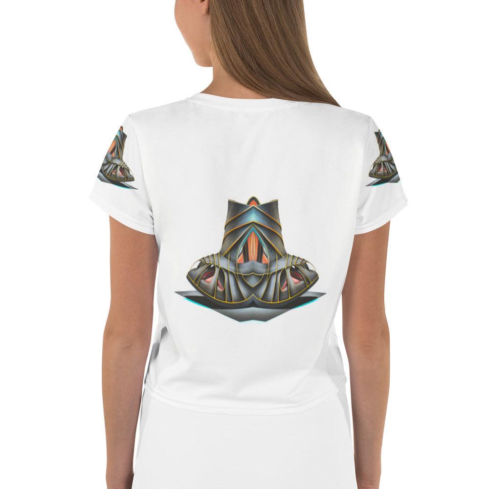 Metallic Mirage Futuristic Shoes Crop Tee for Women - Beyond T-shirts