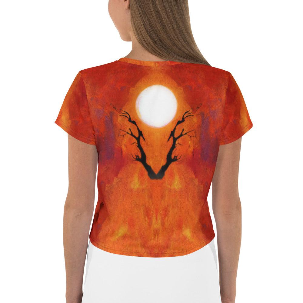 Candy Corn Chaos Halloween Crop T-Shirt - Beyond T-shirts