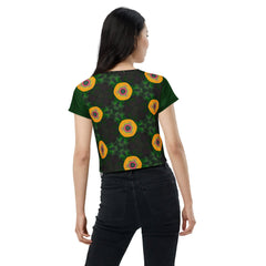 Abstract Beauty Unveiled: Women's Painting Crop Tee - Beyond T-shirts