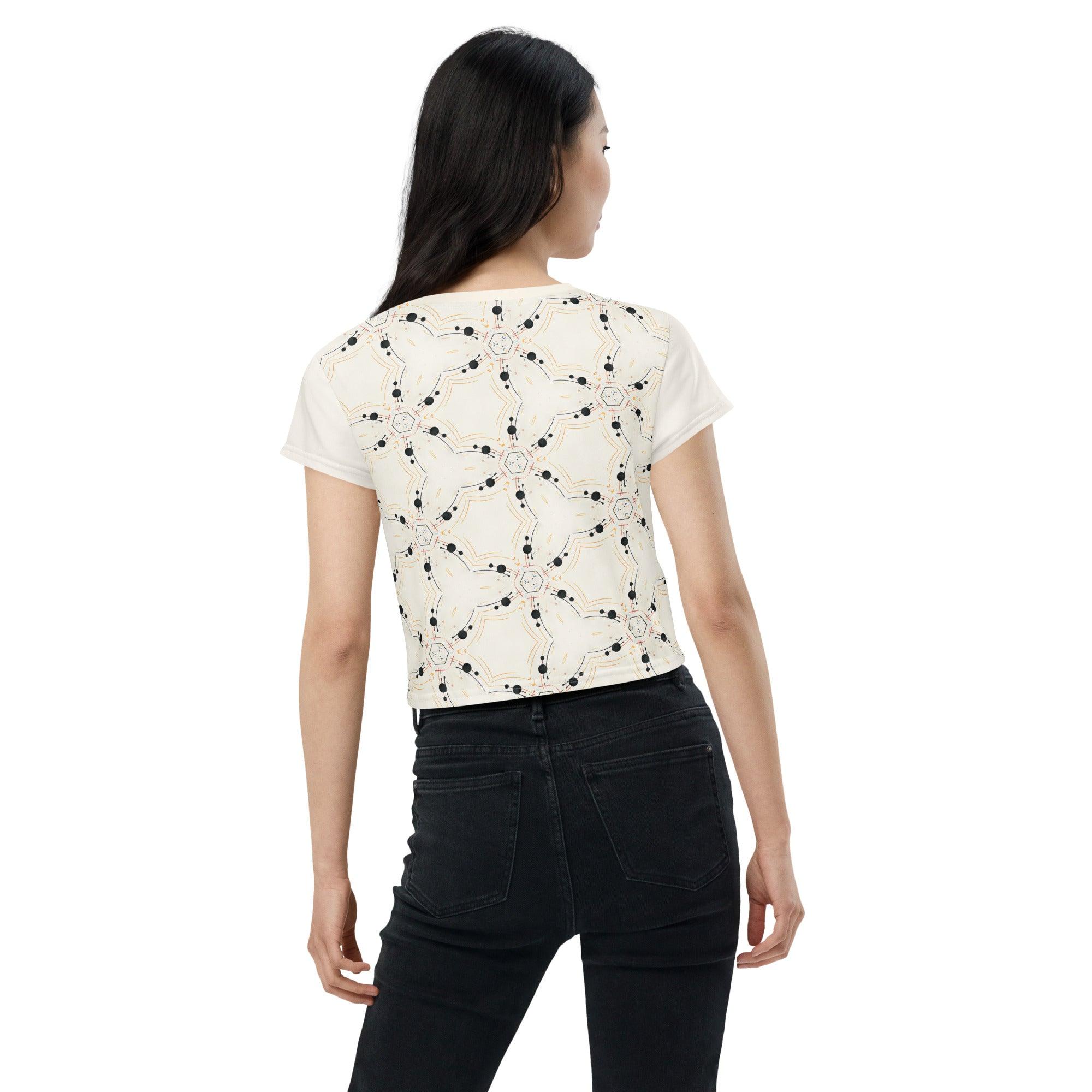 Elegance in Abstraction: Women's Art Crop T-Shirt - Beyond T-shirts