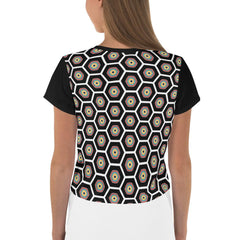 Abstract Goddesses in Harmony: Women's art Crop Tee - Beyond T-shirts