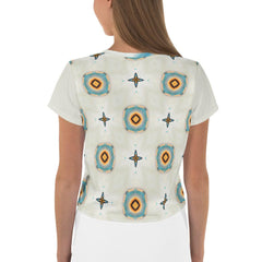 Empowering Expressions in Abstraction: All-Over Women's Crop Tee - Beyond T-shirts