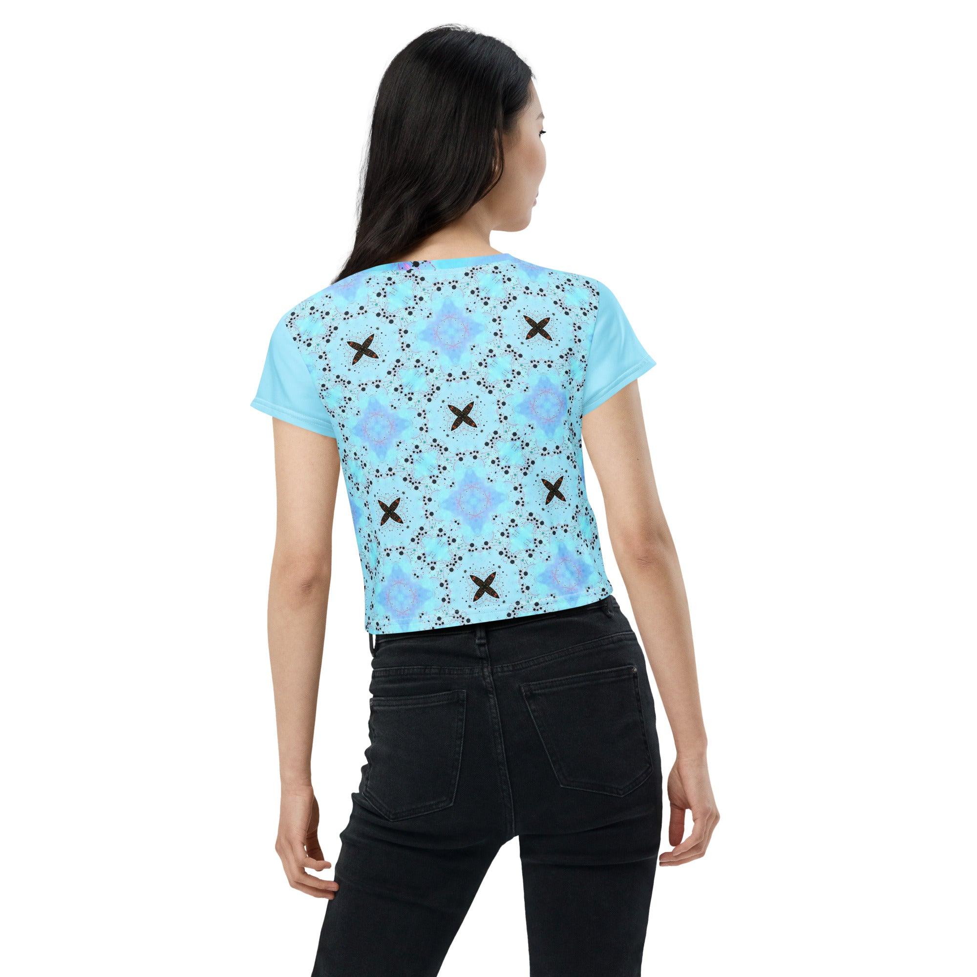 All-Over Print Crop TeeAbstract Grace Unveiled: Women's Art Crop Tee - Beyond T-shirts