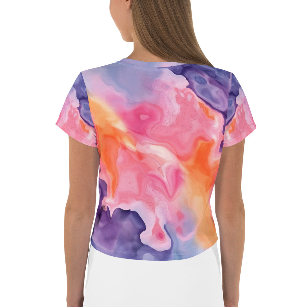 Playful Culinary Print Crop Shirt