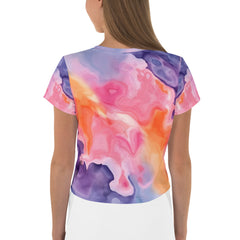 Playful Culinary Print Crop Shirt