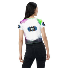 Humorous Political Print Crop Shirt