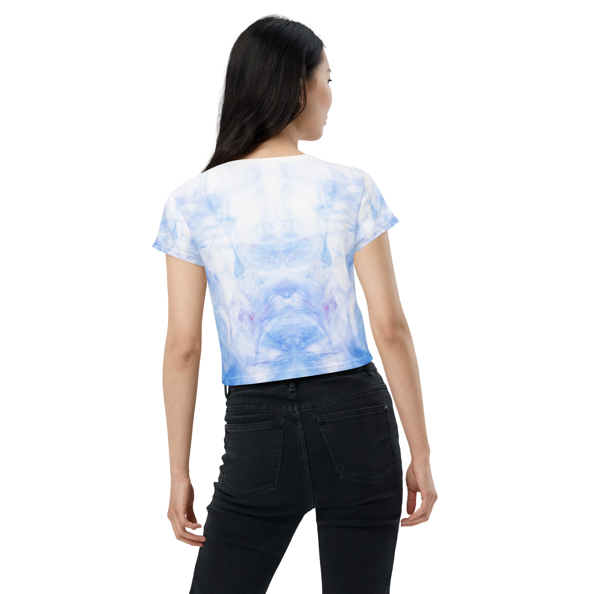 Creative Ice Skater Print Crop Shirt