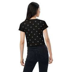 Echoes of Expression All-Over Print Crop T-Shirts