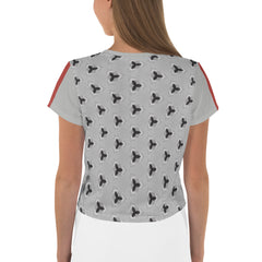 Linear Elegance All-Over Print Crop T-Shirt