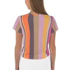 Psychedelic Prism Colorful Stripe All-Over Print Crop T-Shirt
