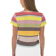 Fiesta Fiesta Colorful Stripe All-Over Print Crop T-Shirt