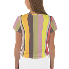 Galactic Rainbow Colorful Stripe All-Over Print Crop T-Shirt