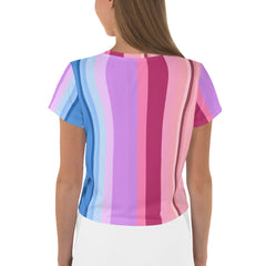 Neon Dreams Colorful Stripe All-Over Print Crop T-Shirt