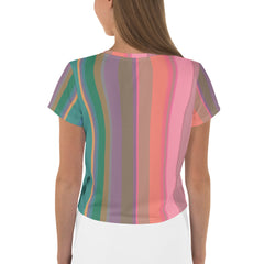 Cosmic Carnival Colorful Stripe All-Over Print Crop T-Shirt