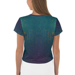 Close-up of Artisan Aura Crop T-Shirt texture and fabric.