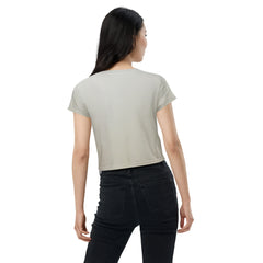 Back view of Harmony Melodies Women's Crop T-Shirt highlighting the design.