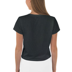 Back view of Melodic Groove Women's Crop T-Shirt highlighting the fit.