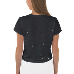 Back view of Tempo Harmony Women's Crop T-Shirt showcasing the design.