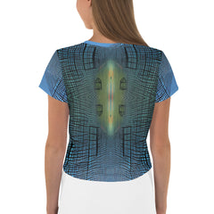 Urban Chic All-Over Print Women's Crop T-Shirt back view.