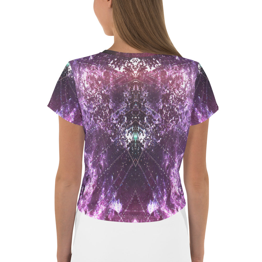 Boho Bliss All-Over Print Women's Crop T-Shirt back view.