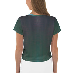 Serene Sunset All-Over Print Women's Crop T-Shirt back view.