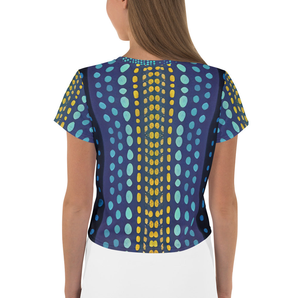 Boho Harmony All-Over Print Women's Crop T-Shirt back view.