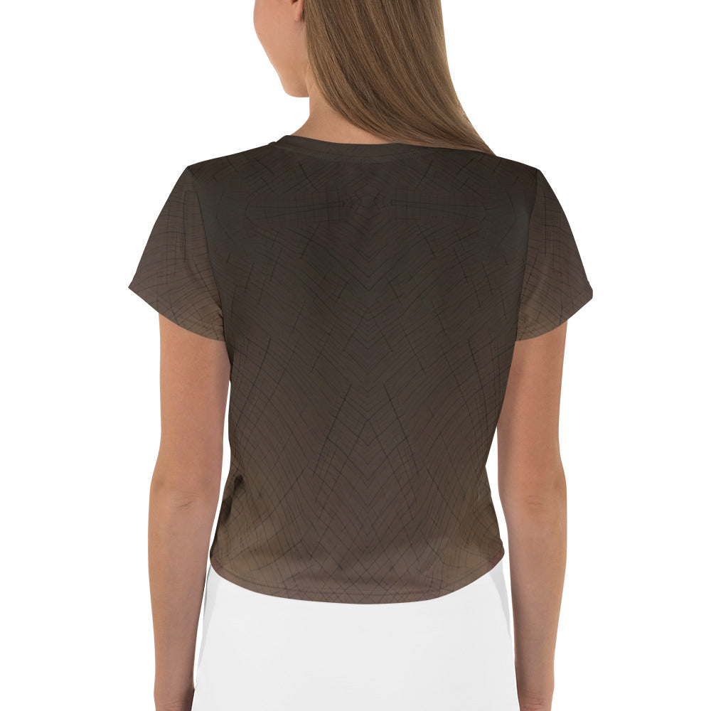 Ethereal Glow All-Over Print Women's Crop T-Shirt back view.