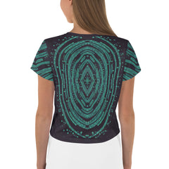 Urban Rhythm All-Over Print Women's Crop T-Shirt back view.