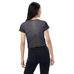 Cosmic Tranquility All-Over Print Women's Crop T-Shirt back view.