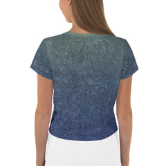 Urban Escape All-Over Print Women's Crop T-Shirt back view.