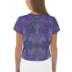 Floral Garden All-Over Print Women's Crop T-Shirt back view.