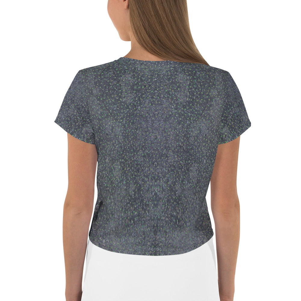 Ocean Serenity All-Over Print Women's Crop T-Shirt back view.