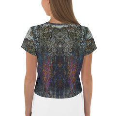 Boho Harmony Women's Crop T-Shirt back view.