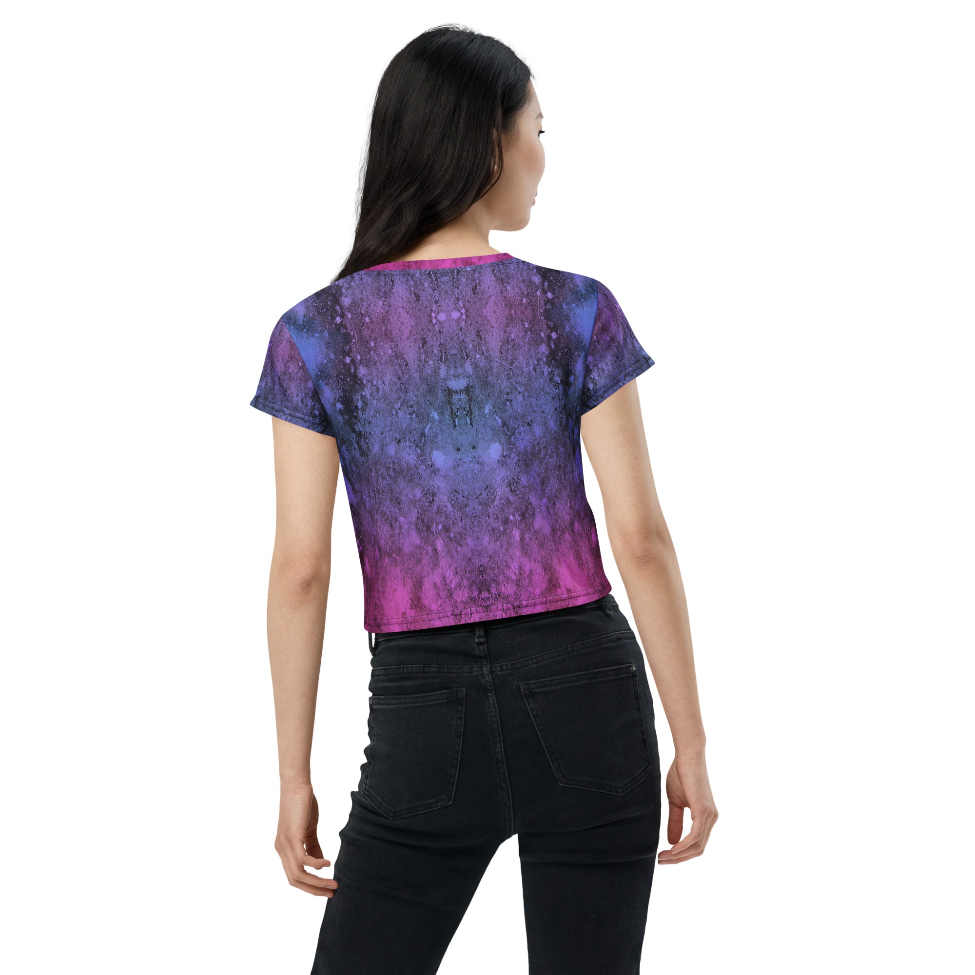 Cosmic Radiance Women's Crop T-Shirt pattern close-up.