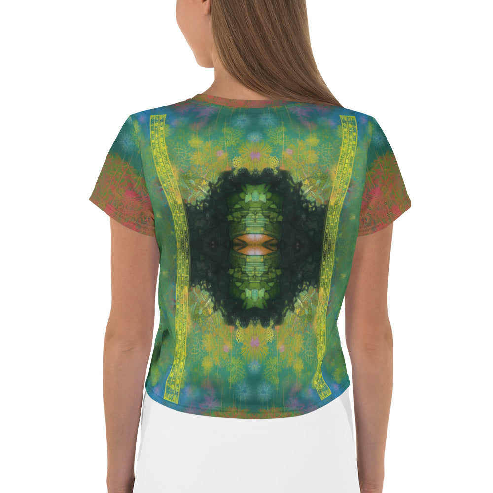 Colorful Floral Fantasy women's cropped t-shirt