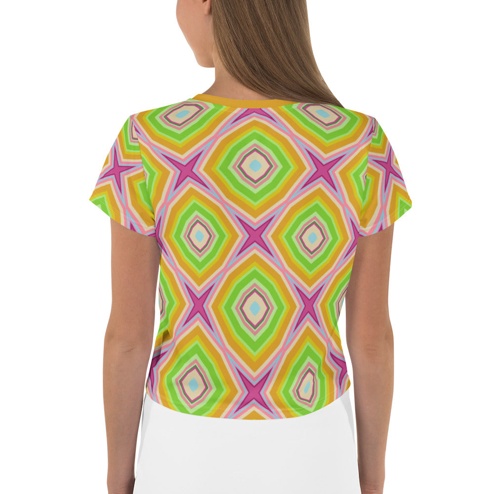 Close-up of Geometric Harmony Crop Tee pattern