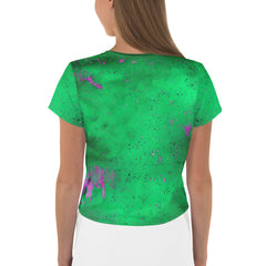 Expressive ink blot pattern on stylish women's crop top.