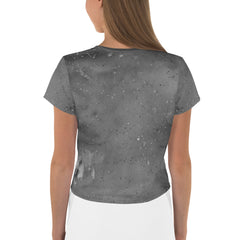 Artistic watercolor pattern on women's crop top.