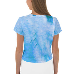 Serene lotus yoga poses all-over print on stylish crop top.