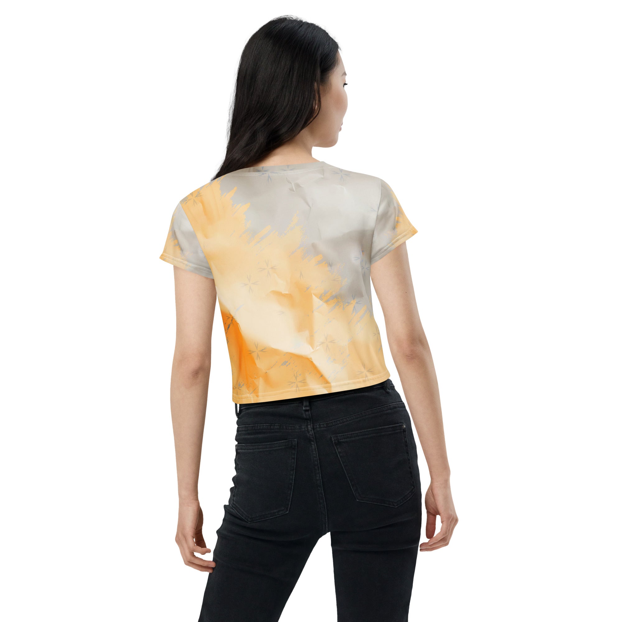 Stylish Harmony Half Moon pattern on women's crop top.