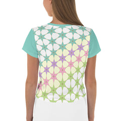 Woman wearing Abstract Adventure Crop Tee