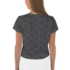 Woman wearing optical illusion crop top