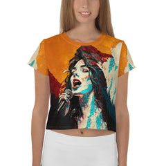 NS-994 all-over print crop tee front view