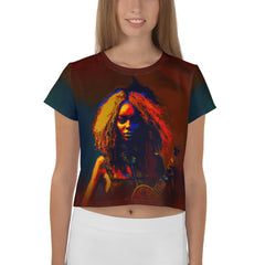 NS-1003 all-over print crop tee front view