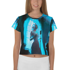 NS-987 all-over print crop tee front view on mode