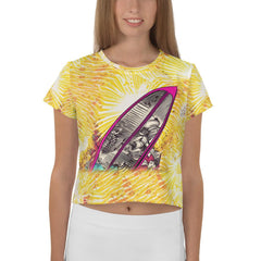 Eye-catching design Surfing 5-35 Crop Tee for summer festivals and beach days