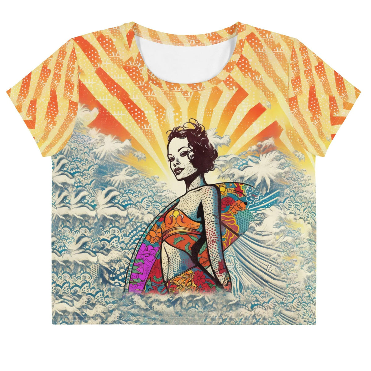 Striking Surfing 5-27 All-Over Print Crop Tee for the fashion-forward surfer